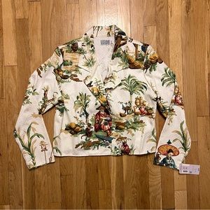 Vintage Nordstrom Silverado USA Womens Asian Jungle Jacket Boho Blazer Large NWT